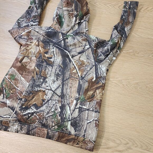 Under Armour Camouflage Hoodie Boys Green Orange Realtree Camo Pullover Sz XL - Picture 10 of 12